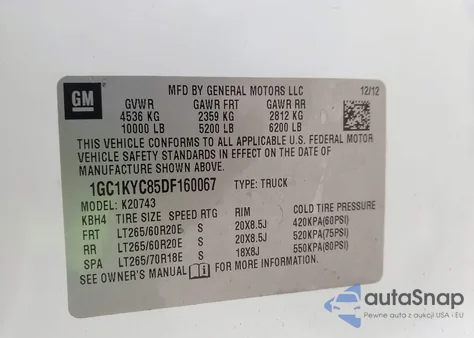 2013 Chevrolet Silverado 2500Hd Ltz from USA, damaged, VIN 1GC1KYC85DF160067